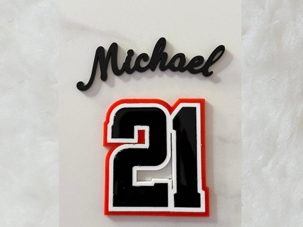 Acrylic Basketball Cake Topper Set with Name and Age cake charm