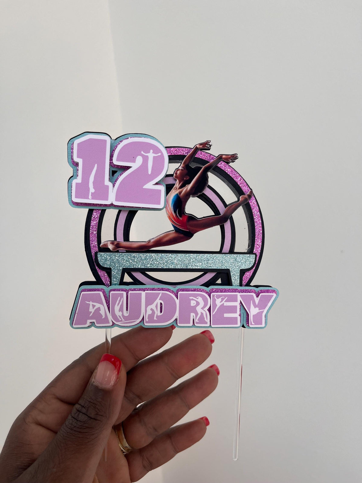 Gymnastics Cake Topper, Personalized Birthday Party Decoration