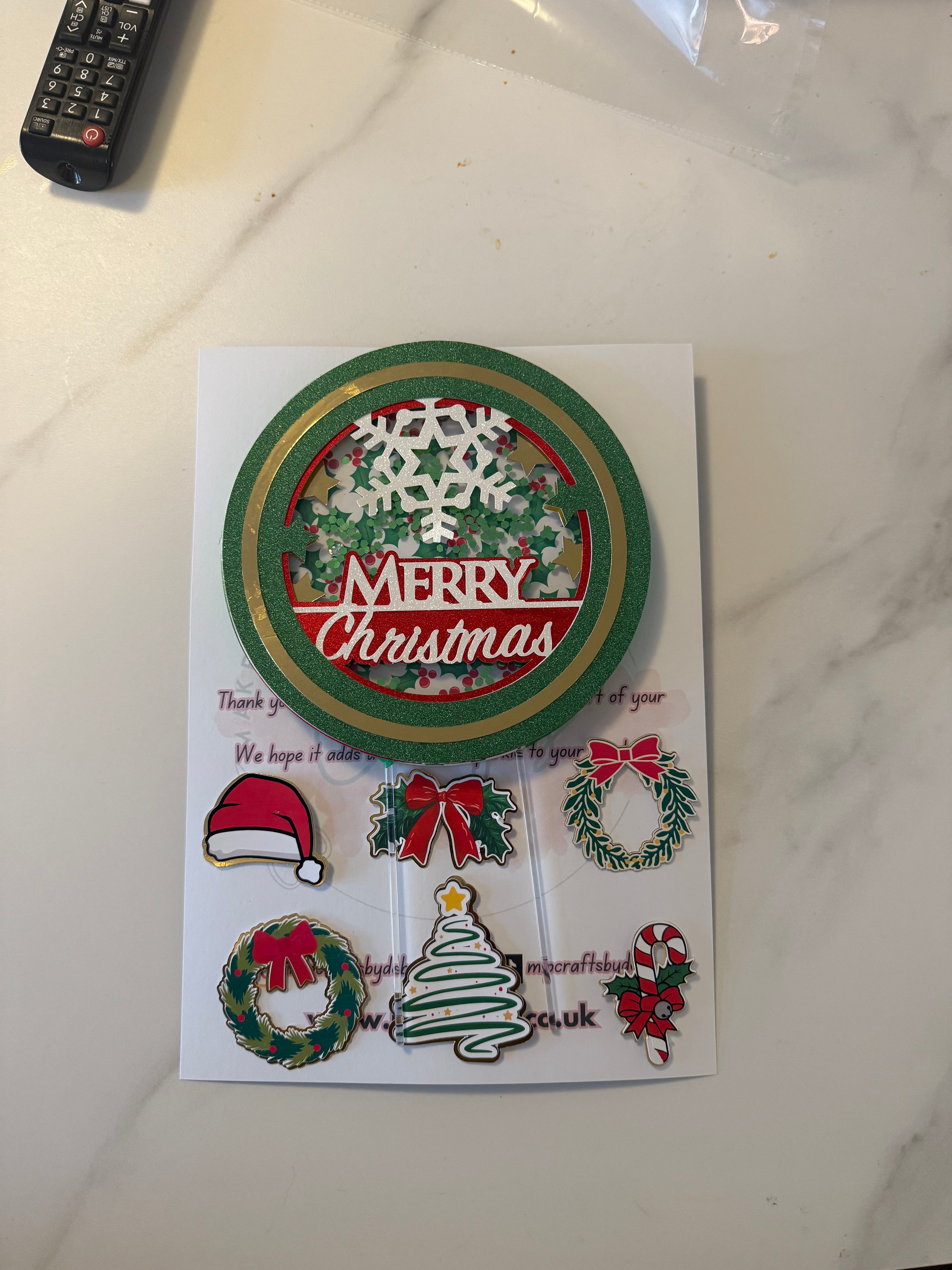 Merry Christmas Cake Topper  Xmas Decor for Holiday Cakes