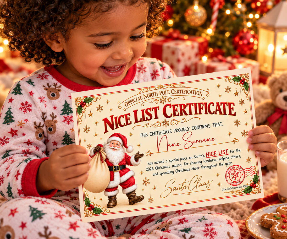 Personalised Letter from Santa & Nice List Certificate from Santa