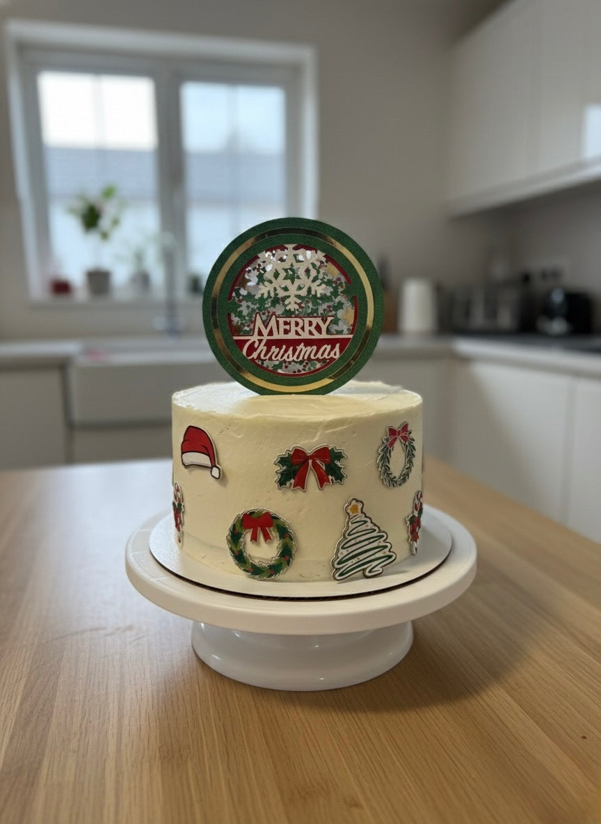 Merry Christmas Cake Topper  Xmas Decor for Holiday Cakes