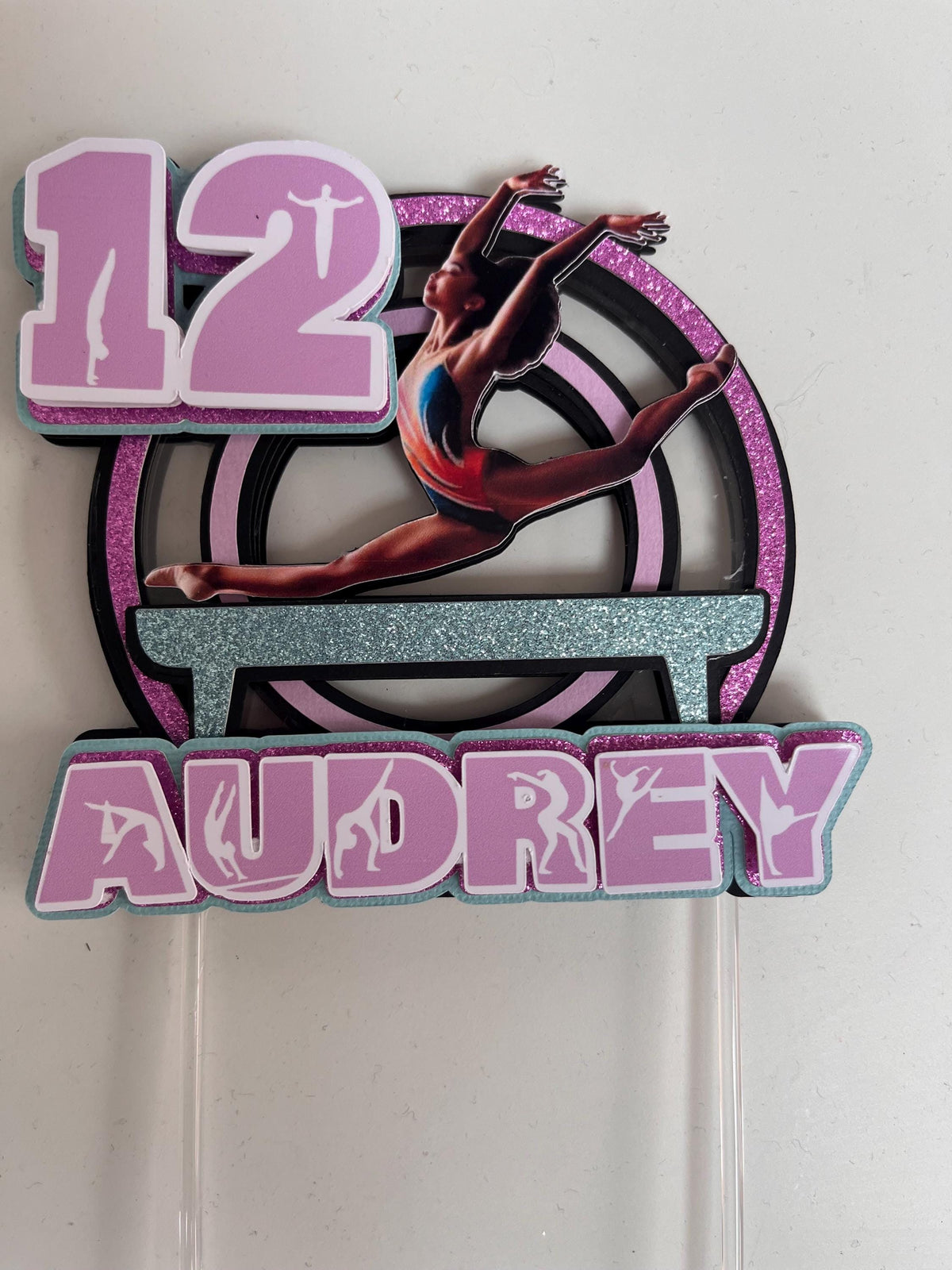 Gymnastics Cake Topper, Personalized Birthday Party Decoration