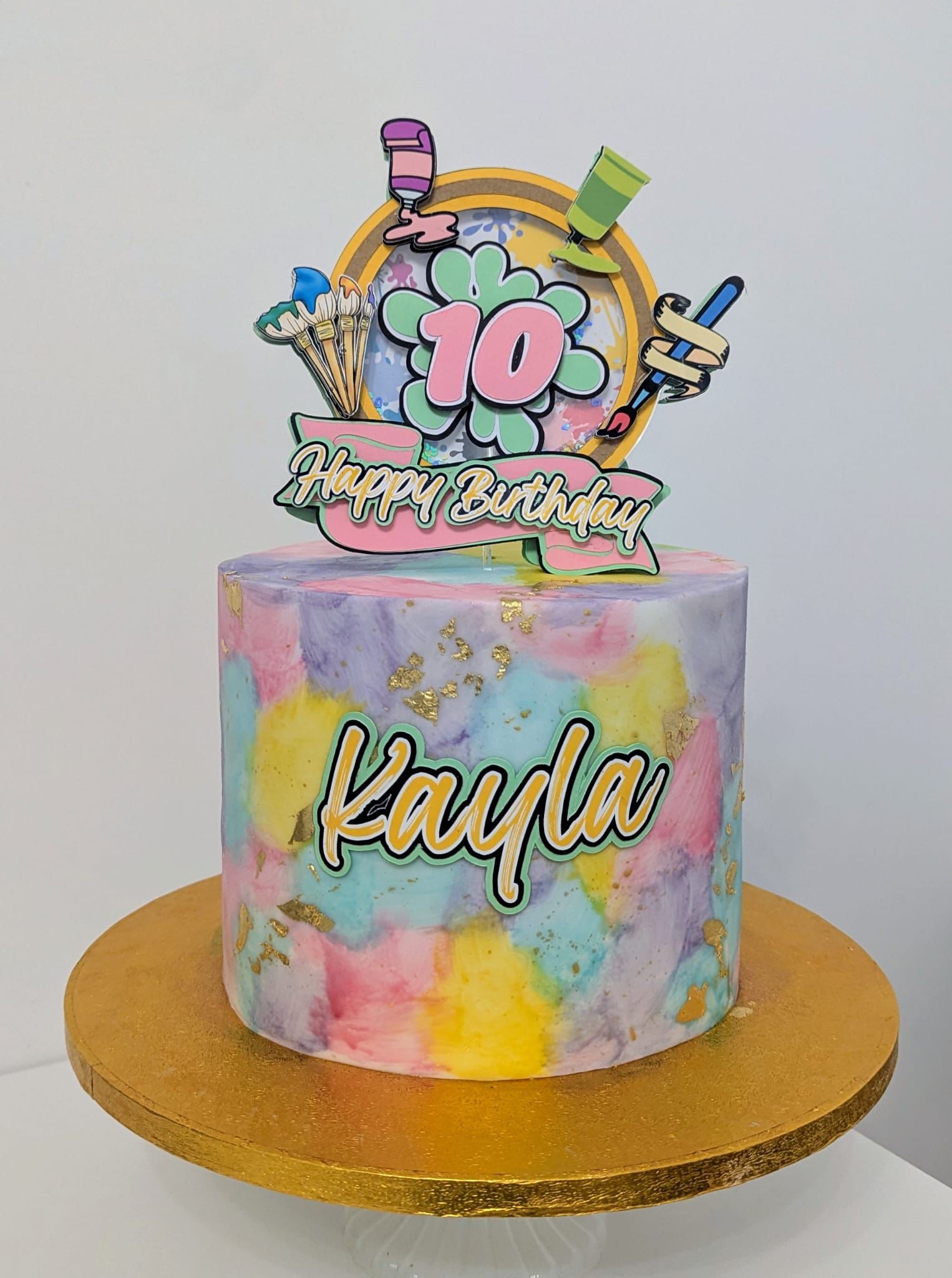 Sip and Paint Happy Birthday Cake Topper and Name Charm